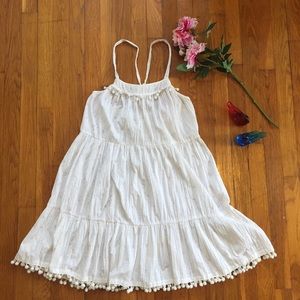 White Pom Pom Dress Beach Cover Up